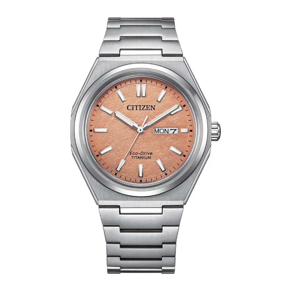 Citizen Eco-Drive AW0130-85Z Orange Dial 39.5mm Titanium  Men's Watch