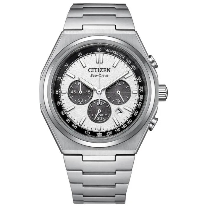 Citizen Zenshin Chronograph Eco-Drive CA4610-85A White Dial 42.5mm Titanium Men's Watch
