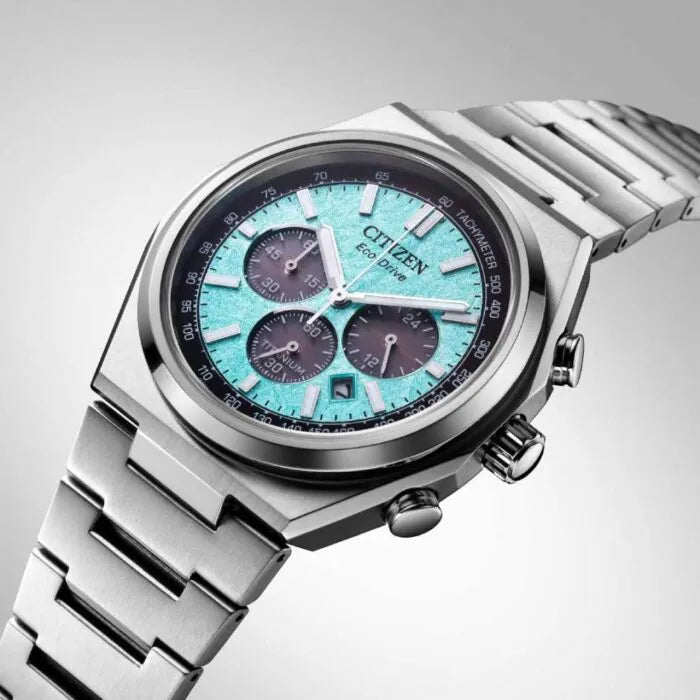 Citizen Zenshin Chronograph Eco-Drive CA4610-85M Blue Dial 42.5mm Titanium Men's Watch