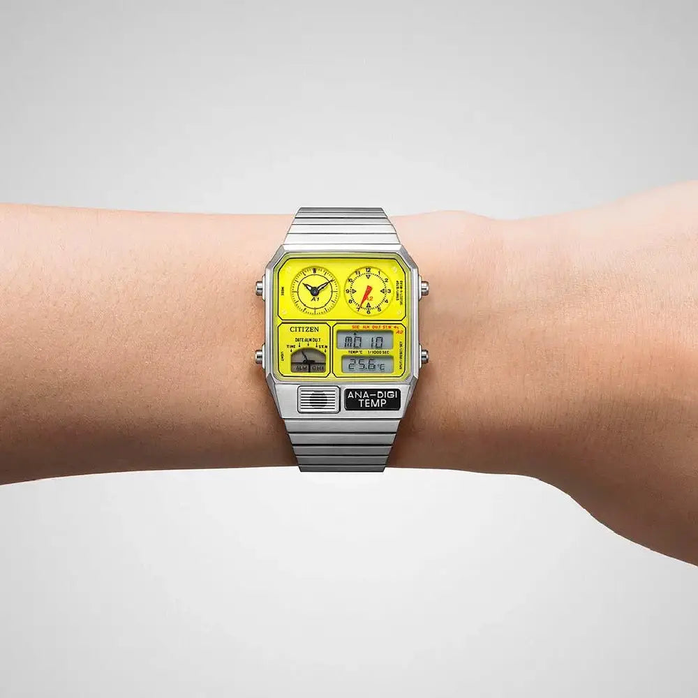 Citizen Record Label Playground Edition JG2170-59Y Yellow Dial 32.5mm Stainless Steel Men's Watch