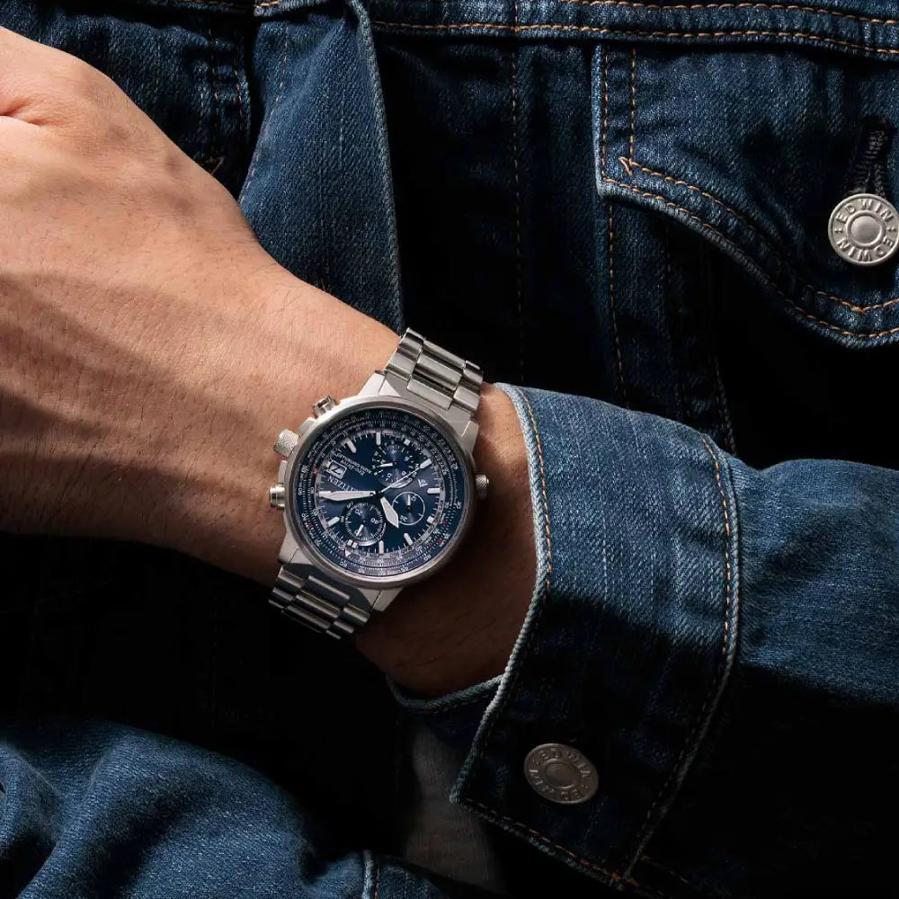 Citizen Eco-Drive AT8300-58L Promaster Sky Radio-Controlled Pilot Blue Dial 41mm Stainless Steel Men's Watch